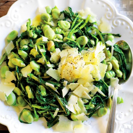 Sautéed Fava Beans and Chicory