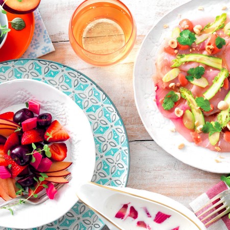 Swordfish and Asparagus Carpaccio With Raspberry Dressing