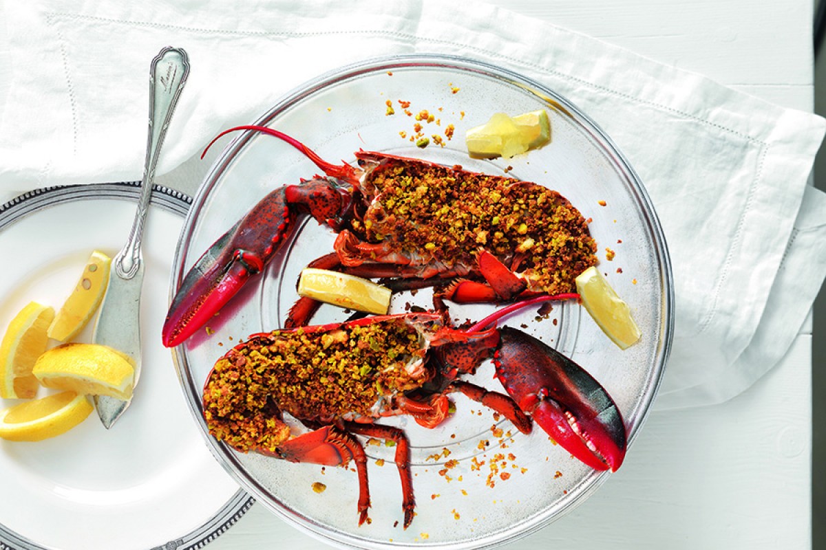 Lobster au Gratin with Pistachio Bread Crumbs and Lemon Recipe La