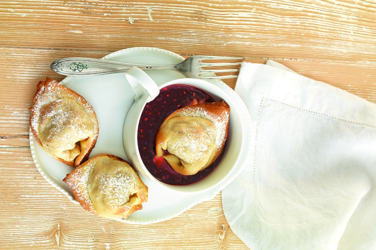 Fruit Dumplings with Raspberry Sauce-image