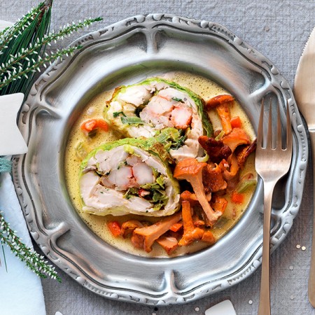 Cod Roulade with Chanterelle Mushrooms