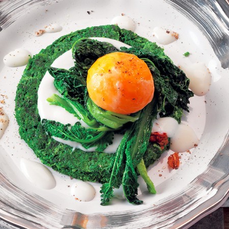 Lacinato Kale Frittatas Topped with a Creamy Egg Yolk