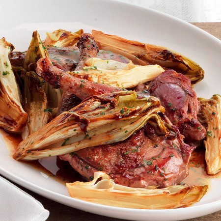 Roasted Pheasant, Squash au Gratin and Braised Endive