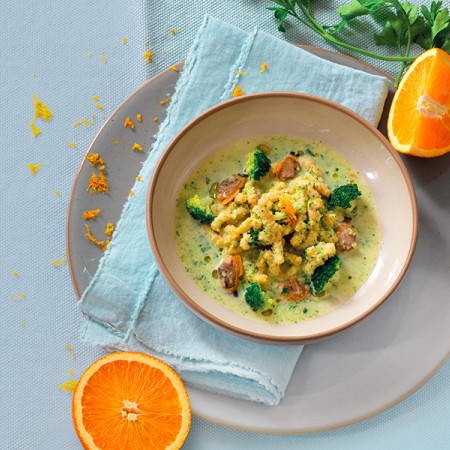 Broccoli and Clam Soup with Orange-Infused Passatelli