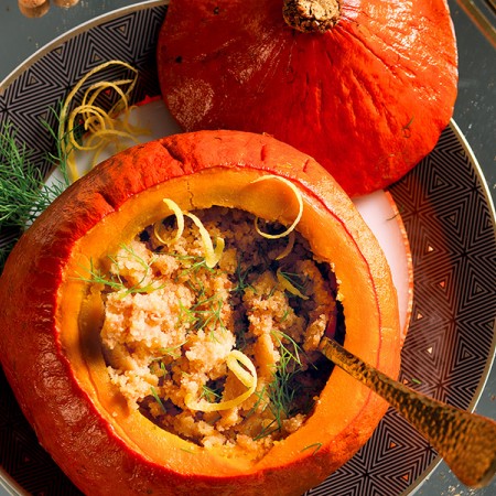 Squash Stuffed with Breadcrumbs, Cheese and Amaretto Biscuits