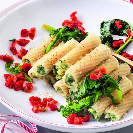 Tortiglioni Stuffed with Broccoli Rabe and Sun-Dried Tomatoes