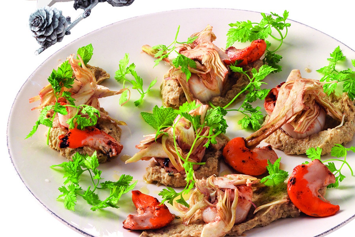 Grilled Scallops with Artichoke Mint Puree Recipe - La Cucina Italiana