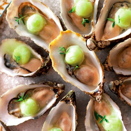 Gin Oysters with Apple Sorbet