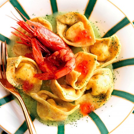Shrimp and Pecorino Cappellacci in Potato Cream