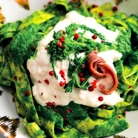 Pappardelle with Broccoli Rabe, Stracciatella and Anchovies