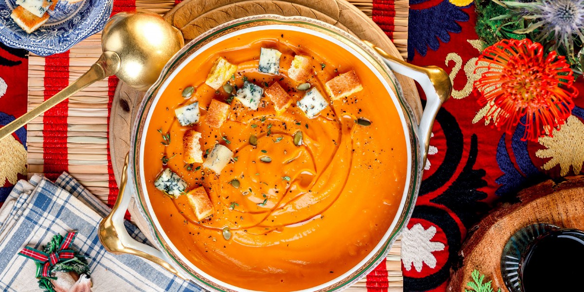 Butternut Squash Soup with Croutons and Gorgonzola-image