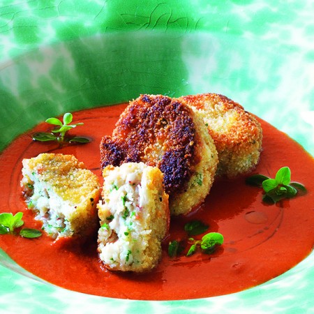 Shrimp Canederli (Dumplings) With a Bisque Reduction