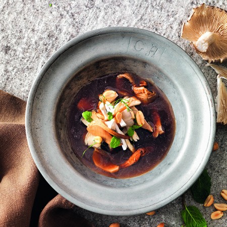 Mushroom, Peanut and Calamint Soup