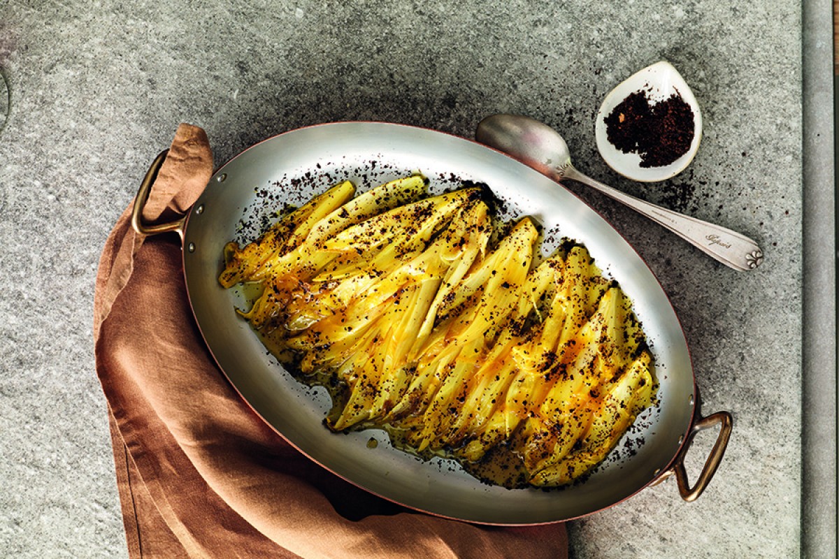 Endives with Orange Juice and Black Olive Dust Recipe La Cucina Italiana