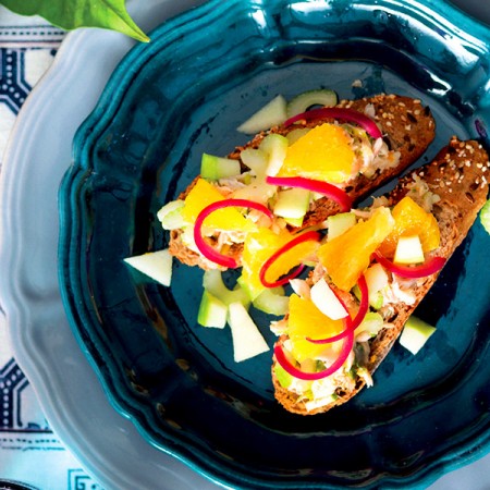 Crostini With Mackerel, Celery and Onion