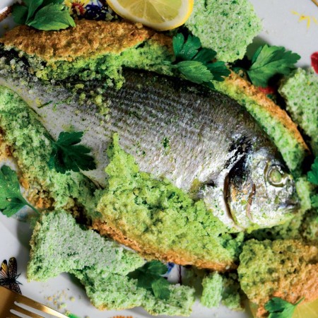 Roasted Sea Bream With Salted Fennel Lemon Crust