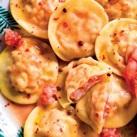 Shrimp Ravioli with Italian Anchovy Paste