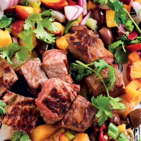 Lamb Sauté with Fresh Peaches and Taggiasca Olives