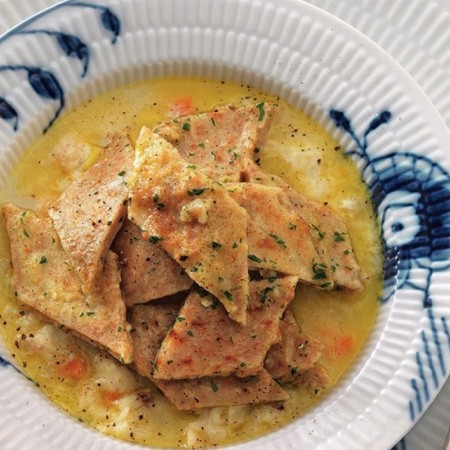 Codfish Stew With Homemade Testaroli Trifolati Pasta