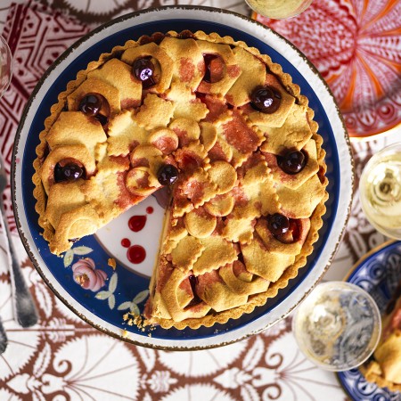 Pasticciotto Tart With Cream and Black Cherries