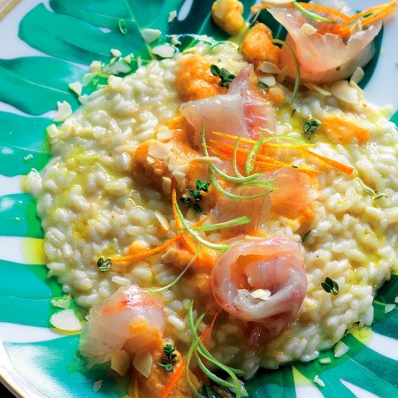 Risotto With Loquats, Sea Bass, and Citrus