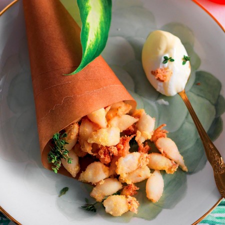 Fried Baby Squid With Light Orange Mayonnaise