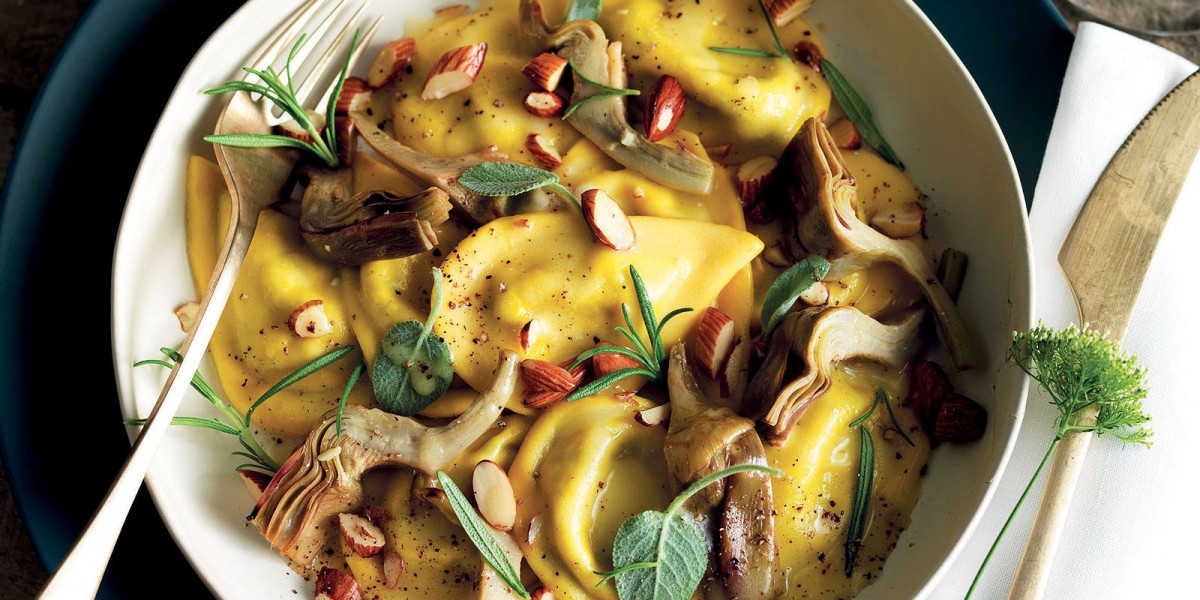 Ravioli with Rocket, Artichokes and Almonds-image
