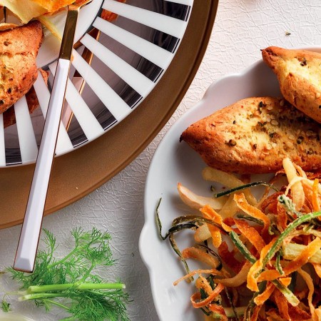 Fried Peels and Baked Bread With Vegetable Scraps 